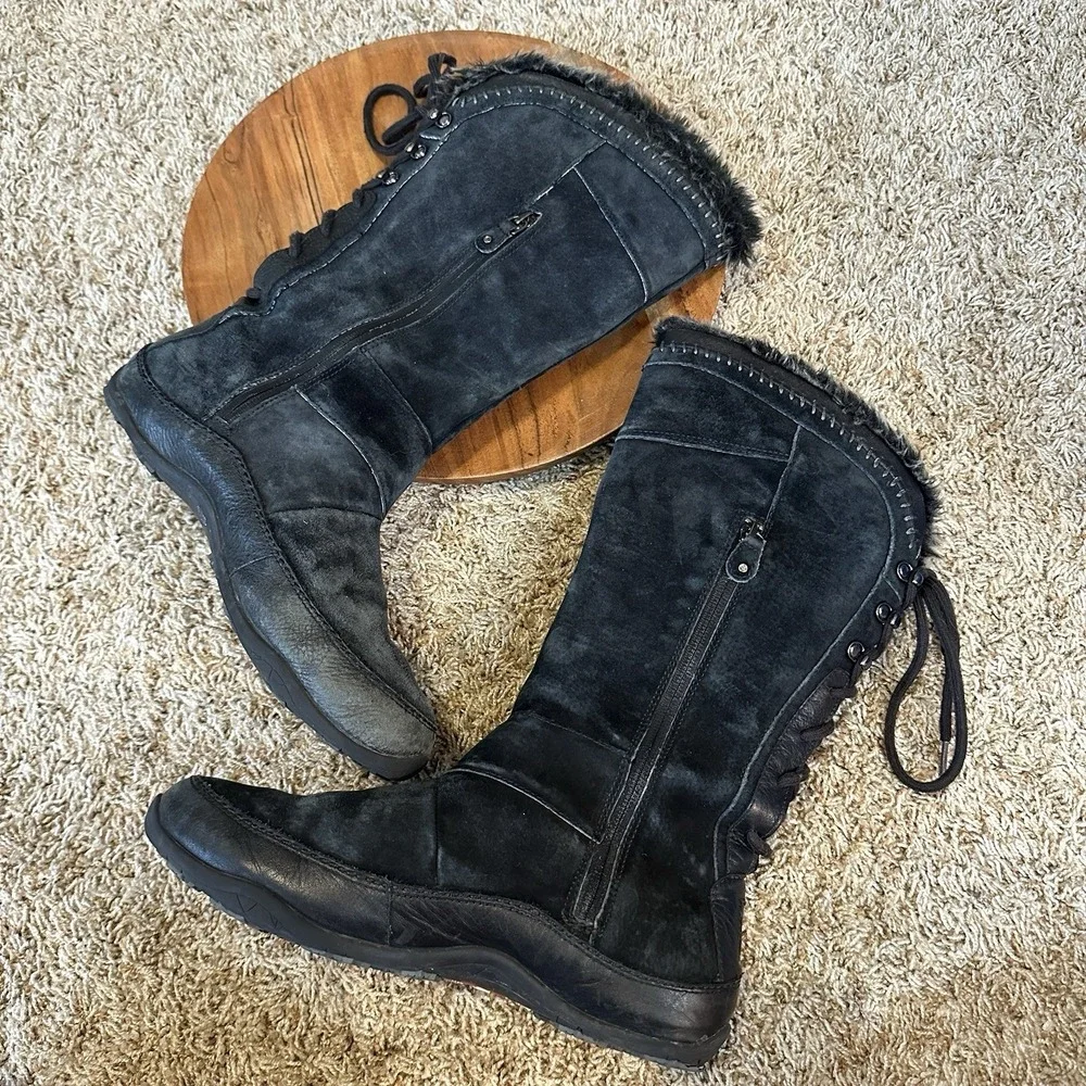 The North Face Janey Black Suede Waterproof Snow Winter Boots Primaloft Womens 8